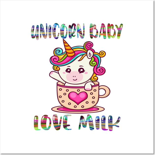 unicorn baby love milk Wall Art by SILVER01